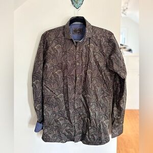 Men's Paisley Long-Sleeve Button-Down Shirt - Brown